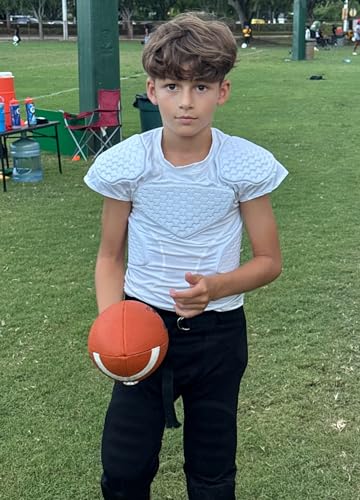 COOLOMG Youth Football Padded Shirt Chest Rib Protector - color: White, size: X-Small