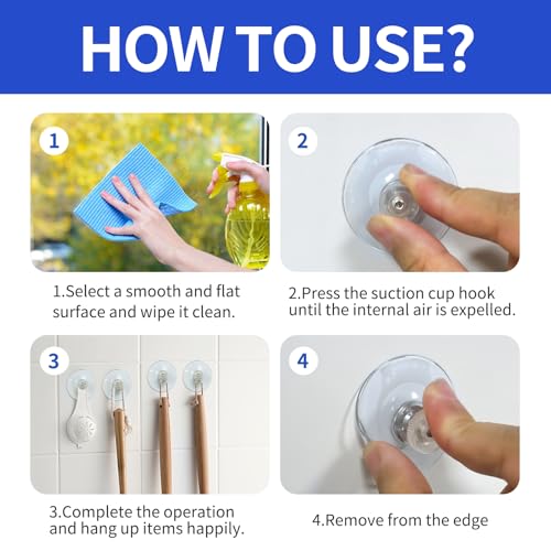 12 Pack 40mm Clear Suction Cups, Heavy Duty Vacuum Suction Pads, Removable Reusable No Drill Suction Holders for Glass, Window, Mirror, Tile & Smooth Surfaces