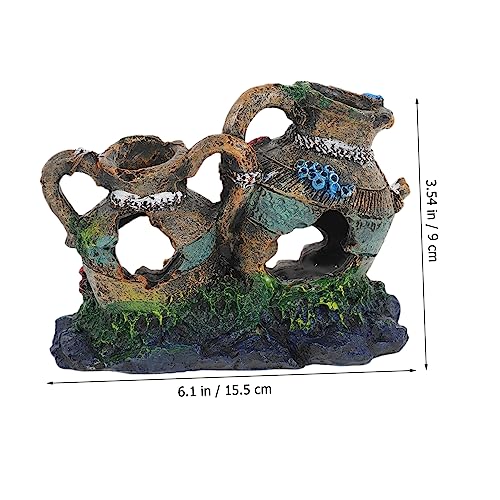 Ipetboom Aqua Hideout Vase Decor Fish Tank Decor Fish Tank Ornaments Safe Aquarium Cave Underwater Resin Barrel Ornament Broken Pot Shaped Shrimp Hideout Binaural Decorate Pet House