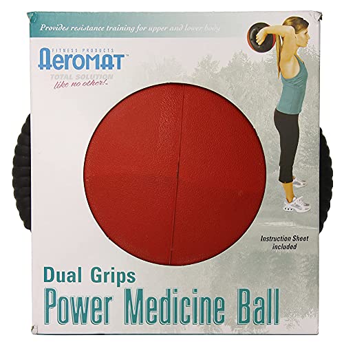 AEROMAT Dual Grip Power Medicine Balls for Abdominal Training and Rotational Movements - 9" Diameter - Weights Color-Coded - style: 6 lbs - Black/Red