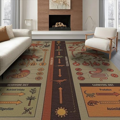 8'x10' Washable Flatwoven Rug, Brown Graphic Palm Tree Stain Resistant Extra Large Carpet for Dining Room, Large Office, Lounge, Non-Slip Chair-Friendly Mat | Ref:1942880 - color: Beige/Pattern 36, size: 8' x 10' (Rectangular)