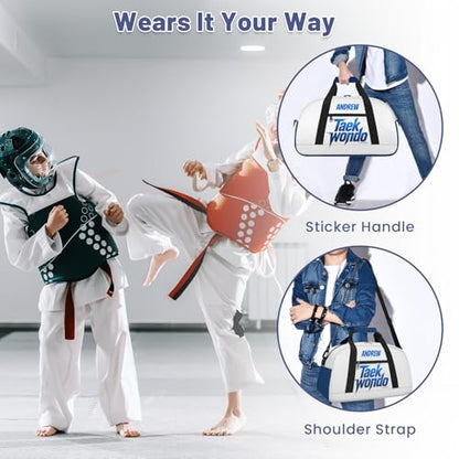 Custom Name Taekwondo Karate Duffle Bag for kids Boy Girls - Personalized Martial Arts Gear Bag - color: Taekwondo Motion