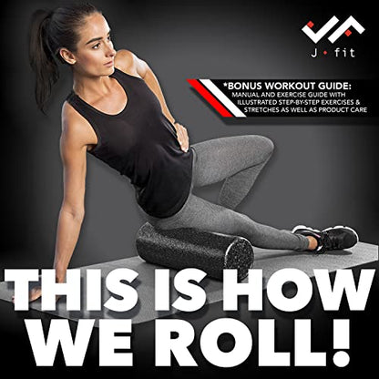 JFIT High Density Foam Roller – EPP Deep Tissue Massage Roller for Muscle Recovery, Myofascial Release & Stretching - color: Speckled Blue, size: 36-Inch