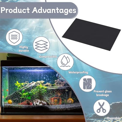 Aquarium Leveling Mat, 24x12 Inch Self-Leveling Neoprene Foam Pad for Fish Tanks - Waterproof Shock Absorbing Base Cushion with Adhesive Backing, Easy to Cut & Non-Slip Bottom Pad - size: 24x12 Inch