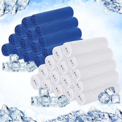 Hosuly 30 Pack Cooling Towels 40"x12" - color: Dark Blue, White