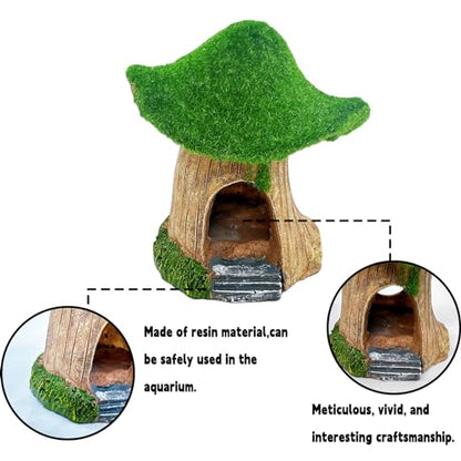 Aquarium Decoration House Resin Hollow Hideout House Moss Cave Betta Fish Log Ornament Tank Hideaway Accessories for Mini Small Fish Shrimp