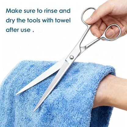 7IN1 Aquarium Cleaning Tools Long Handle Adjustable Length 18~24Inch Fish Tank Cleaner Kit Algae Scraper Scrubber Brushes Set Plant Scissor Long Tweezer