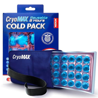 Cryo-Max Cold Pack, 8 Hour Reusable Cold Therapy Ice Pack for Elbows, Knees, Neck + More, Medium, 6" x 12" (1 Count) - size: 1 Count (Pack of 1), style: Medium