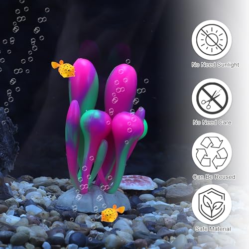 Fluorescent Aquarium Coral, Vibrant Glowing Effect, Fish Tank Decorations, Artificial Accessories, Pink