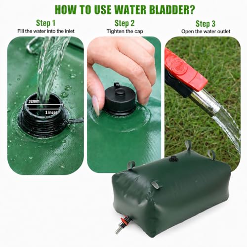 30 Gallon Water Storage Bladder, Premium Tear-Proof & Leakproof PVC Water Storage Tank, Portable Water Tank for Camping, Truck, RV Trips, Emergency, Outdoor & Wild Survival