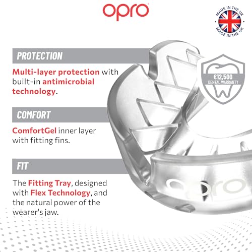OPRO Silver Level Moldable Mouth Guard, Essential Fit, Clear - color: Clear/Clear, size: Adult (Age 10+)