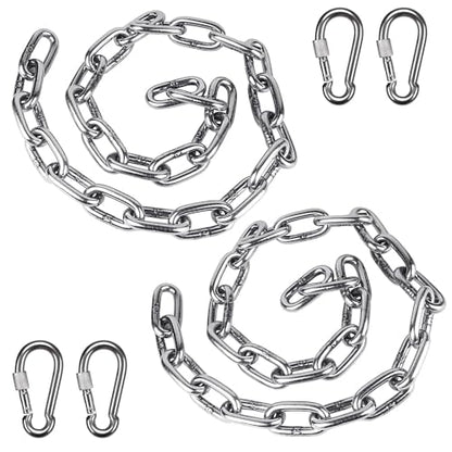 BeneLabel 2Pcs 28inch 304 Stainless Steel Hanging Chair Chain with 4 Hooks - color: Silver, size: 29"