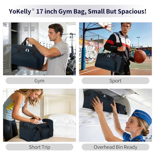25L Small Gym Sport Duffle Bag, 17 inch, Navy Blue - color: Navy Blue