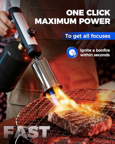 SAKER High-Power Propane Torch Gun, 3272°F Adjustable Propane Torch Lighter for Grill, Fire Starter, Cooking & Soldering(Propane Gas Not Included) (1 SET)