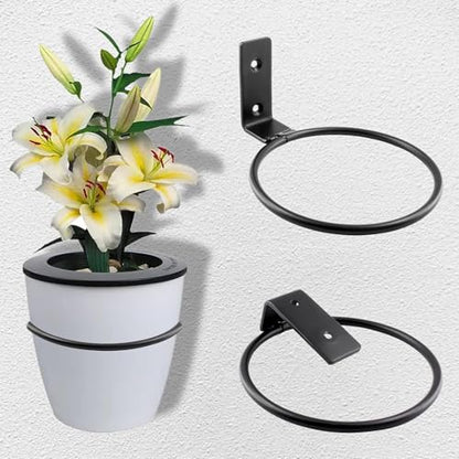 Jiozermi 6 Pack 8 inch Flower Pot Holder Ring, Flower Pot Holder Ring Wall Mounted Set Wall Mounted Metal Planter Hanger Matte Black Hanging Plant Holder - size: 8 Inch-6Pcs