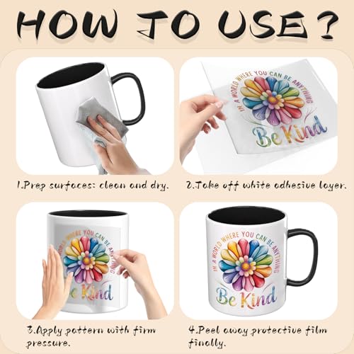 UV DTF Cup Wrap Transfer Stickers for Tumblers and Glasses, 2 Sheets Positive Quotes Rub On Decals for Cups, Mugs, Water Bottles - style: Positive Quotes