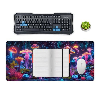 KeKee Glowing Colorful Sea Aquarium Neon Large Mouse Pad Gaming Mousepad Desk Pad for Keyboard and Mouse Mat Non-Slip Base 40x90cm, Style