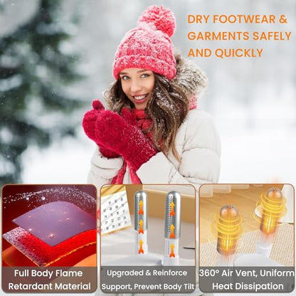 Shoe Dryer Glove Dryer, Dry Wet Shoes with 360°Heat Blower, Intelligent Shoes Dryer with Four Timer, Suitable for Sneaker, Glove, Boots, Ski Boot, Helmet, Folding and hanging Design