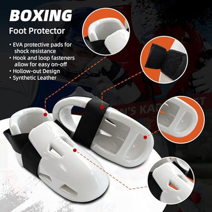 Martial Arts Karate Protective Sparring Gear Package Deal/Gift Adjustable Adult & Youth Headgear, Gloves & Kicks for MMA, Taekwondo, Boxing Training - color: white, size: Small