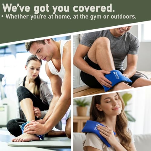 Flexible Cold Gel Ice Pack Reusable, 9.5" x 4.5", 4 Pack | Soft gel ice pack for injuries reusable, recovery, leak-proof, medical grade knee, back, neck, wrist, hand, elbow - style: Cold