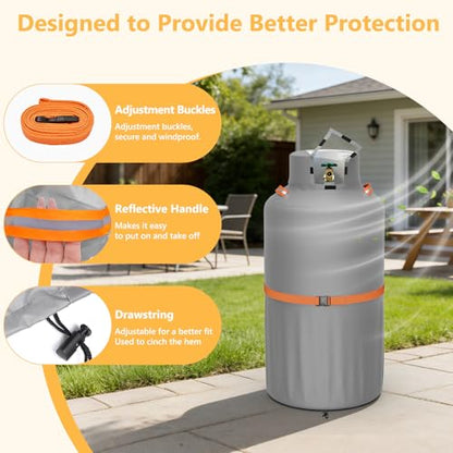 40lb Propane Tank Cover, Heavy-Duty Waterproof Outdoor Gas Cylinder Cover, All-Weather Dustproof, Fits Standard 40lb Tank Cylinder-13.4" Dia x29.3 H,Gray - color: Gray, size: 40lb