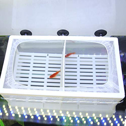 Aquarium Fish Breeder Box Fish Fry Hatchery Incubator Net Nylon Isolation Mesh with 3pcs Pipette (Large) - size: Large
