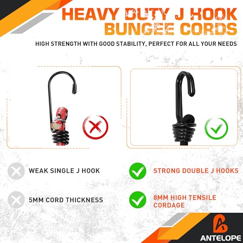 A ANTELOPE 20Pack 36" Ultimate Adjustable Outdoor Bungee Cord with J Hooks - style: 36" x 20pcs Adjustable Bungee Cord