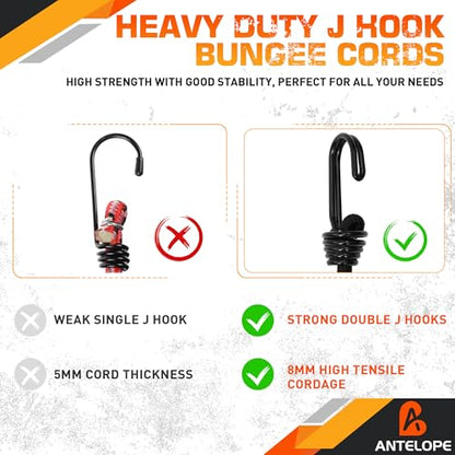 A ANTELOPE 20Pack 72" Outdoor Bungee Cord Heavy Duty with Double J Hooks - style: 72" x 20pcs