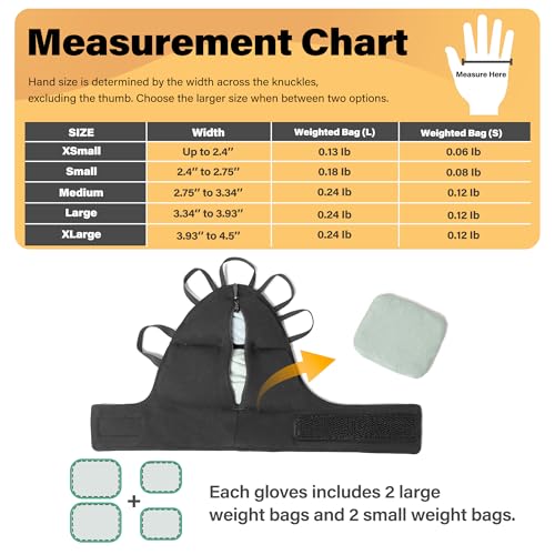 Weighted Gloves for Tremors, Wrist Weights for Hand Tremors and Parkinsons Patients, Steady Hand Adjustable Weighted Gloves (Patent Pending) - size: Small, A Pair