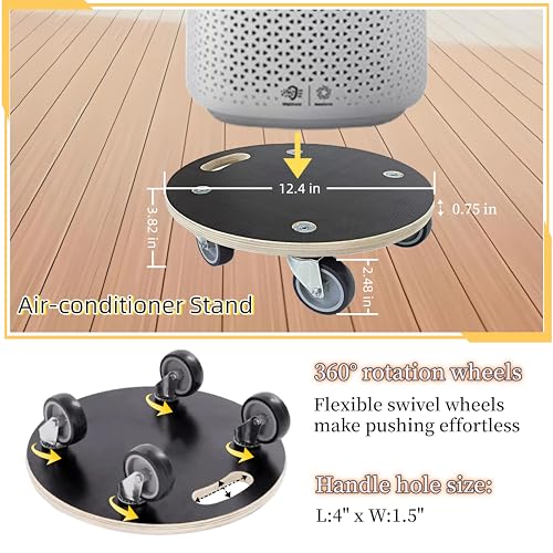 Furniture Moving Dolly Round Wood Platform Dolly 2 Packs, 12.4 x 12.4 inch 882 lbs Capacity Heavy Duty Wood Dollies cart with Wheels, Movers Carrier with 4 Soft Rubber Silent Wheels - size: 2 packs Small Dolly with Rubber wheel