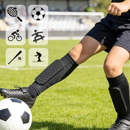 Soccer Shin Guards, Shin Defenders for Kids Youth Adult Ski Shin Guards Pads for 2-18 Years Old Calf Compression Sleeve with Honeycomb Pads, Lightweight Calf Protective Gear for Football - size: Large