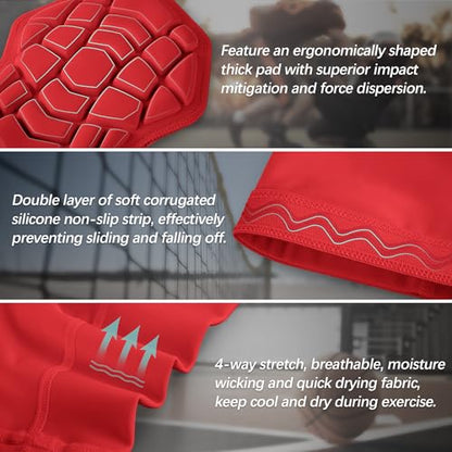 Knee Pads Compression Leg Sleeve Wrestling Volleyball Football Knee Pads, Knee Compression Sleeve for Youth Adult, 1 pair of Knee Sleeves ((#1) Red-2pcs,Large) - color: (#1) Red-2pcs, size: Large