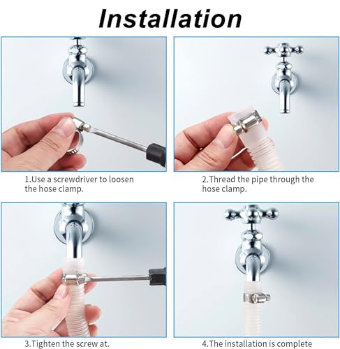 20Pcs Adjustable Stainless Steel Hose Clamps Assortment Kit, 1/4-2 in (6-51mm) Worm Gear Pipe, Fuel LineHeavy Duty for Plumbing, Washing Machine, Mechanical，Garden and Automotive Hose Connections