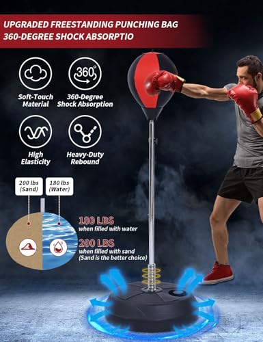 Punching Bag with Stand, Height Adjustable Boxing Speed Bag Adult - size: Adult