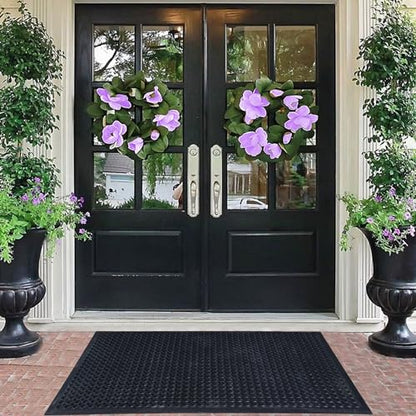 2 Pack Rubber Floor Mat, 36"x60" Anti-Fatigue Door Mat w/Holes for Restaurant, Kitchen, Bar, Indoor/Outdoor, Black