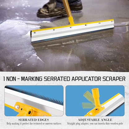 Self Leveling Concrete Tools, Spiked Roller for Self Leveling Epoxy Floor Tool Kit - Cement Leveling Tools with Roller Brush, Spike Shoes, Stainless Steel Scraper Self-Leveling Rake