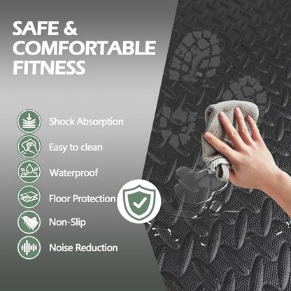 48 Sq Ft (12 Tiles) Interlocking Foam Floor Tiles, Exercise Mat - size: 48 Sq Ft (12 Tiles)