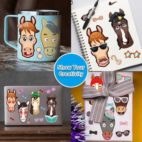 48 Pcs Make A Horse Sticker Sheets Mix and Match for Kids Horse Party Favors Supplies Birthday Gifts Activity Crafts - style: Horses
