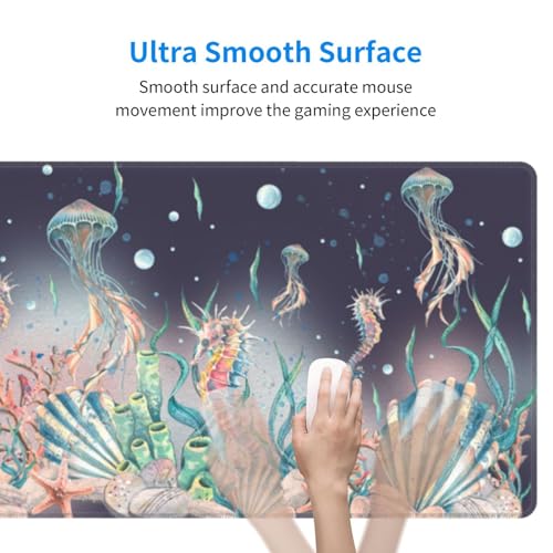 Jellyfish Mouse Pad XL Large Mousepad Non Slip Rubber Base Desk Mat for Laptop Computer Gaming 31.5" X 12" - color: Jellyfish
