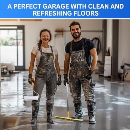 Upgraded Self-Levelling Cement Tool Kit - Floor Construction Roller Spike Shoes - Garage Flooring Concrete Tools with Adjustable Threaded Pole - Self-Leveling Rake - Spiked Roller
