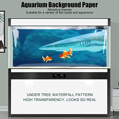Aquarium Background Paper PVC Self Adhesive 3D Fish Tank Wallpaper Sticker, Clear Underwater Scene Decoration with Realistic Sea Animal Pattern for Glass Aquariums (61 * 41CM)
