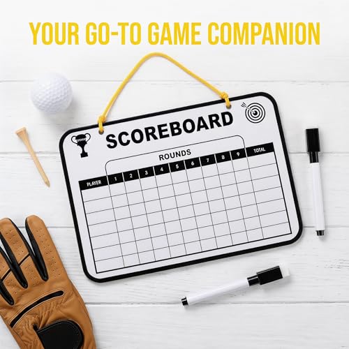 POPETPOP Golf Scorecard Board Erasable Hanging Dry Erase Score Card Boards Reusable with 1 Pen Game Score Keeper for Men Women Golfer, Family