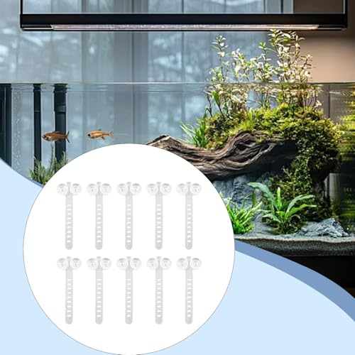 10 Pieces Aquarium Cable Ties Adjustable Suction Cup Holders Airline Tubing Managing Tools TRP Material Easy Installation Suitable for Fish Tank, White