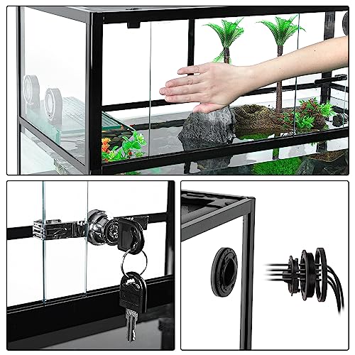 REPTIZOO 67 Gallon Large Turtle Tank Aquarium, 48"×18"×18" Tortoise Habitat Water-Land Ecological Turtle Tank with Drainage System Aquatic Aquarium - size: 48"×18"×18"