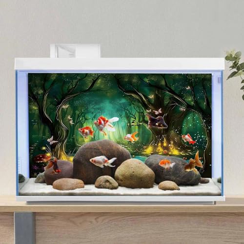 AWERT 24x12 inches Polyester Tropical Rainforest Aquarium Background Dreamy Aquarium Background Nature Fish Tank Background