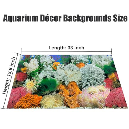 Aquatic Plant Aquarium Background Sticker Coral HD Fish Backgrounds for Aquariums Gravel Stone Fish Tank Wallpaper Decorations 2 Sided 16"x 33"