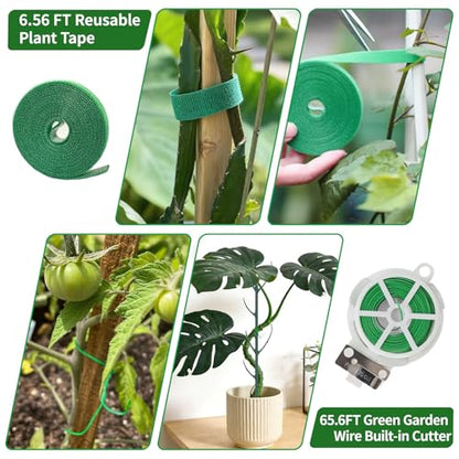 30Pcs Stackable Monstera Plant Support Stakes for Indoor Plants, Climbing Plant Support Kit with Stem Supports & Garden Wire for Philodendron, Pothos & Vine Plants