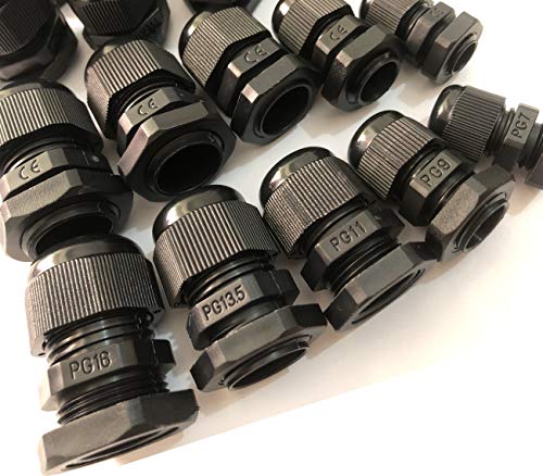 20pcs Cable Gland Waterproof Adjustable 3-13mm Cable Connectors PG7 PG9 PG11 PG13.5 PG16 Plastic Cable Gland Joints Wire Protectors