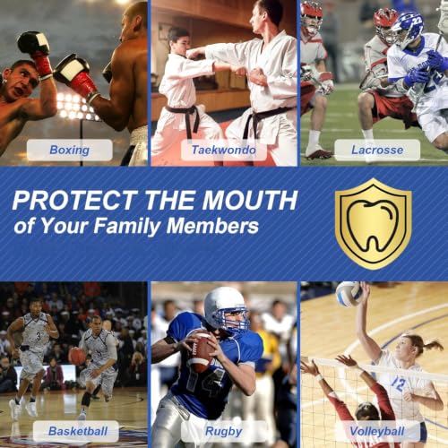 BBTO 6 Pack Kids Youth Mouth Guard for Football Sports, Boys Girls Mouthguard with Case, Soft Mouth Guard for Hockey Boxing Basketball, Ages 4+ - color: Rose Pink，lake Blue