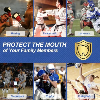 BBTO 6 Pack Kids Youth Mouth Guard for Football Sports, Boys Girls Mouthguard with Case, Soft Mouth Guard for Hockey Boxing Basketball, Ages 4+ - color: Rose Pink，lake Blue